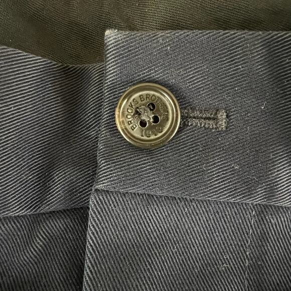 Brooks Brothers 346 Elliot Pleated Chino 36x30 Navy Blue Cotton Dress Pants - Picture 14 of 16